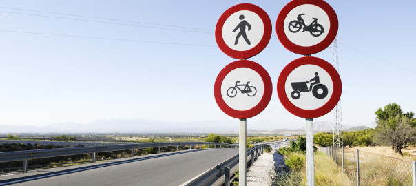 hazard sign on highway